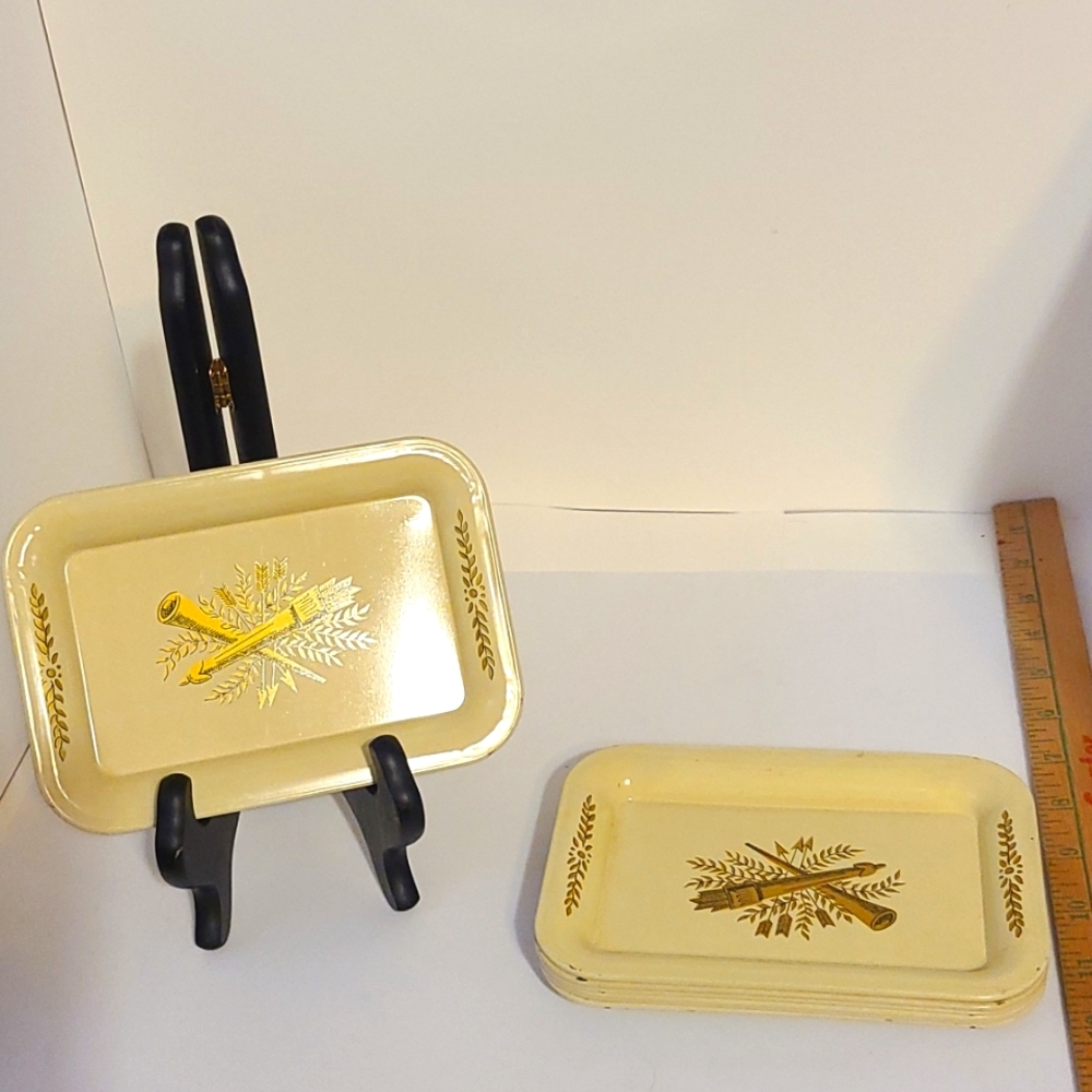 Mid-Century French Tole Hors d'Oeuvres Trays, Set of 7
